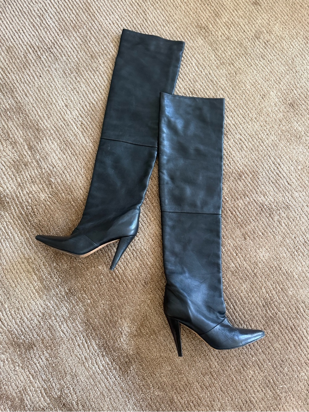 Iro Black Knee-High Pointed Toe Stiletto Boots